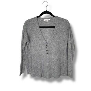 madewell Asherton Waffle Henley Sweater heather gray size xs